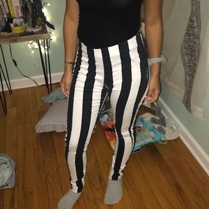 black and white stripe dress pant